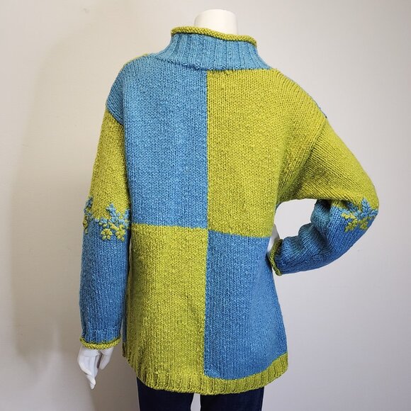 Vtg 90s Express Tricot Womens Oversized S 100% Wool Snowflake Apres Ski Sweater - Picture 4 of 8